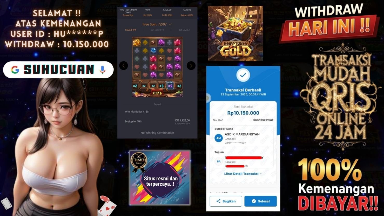 SUHUCUAN JACKPOT SLOT GEMSTONES GOLD